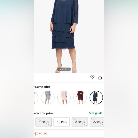 S.L. Fashions Womens Plus Size Embellished Tiered Jacket Dress Size 16 - Picture 14 of 14